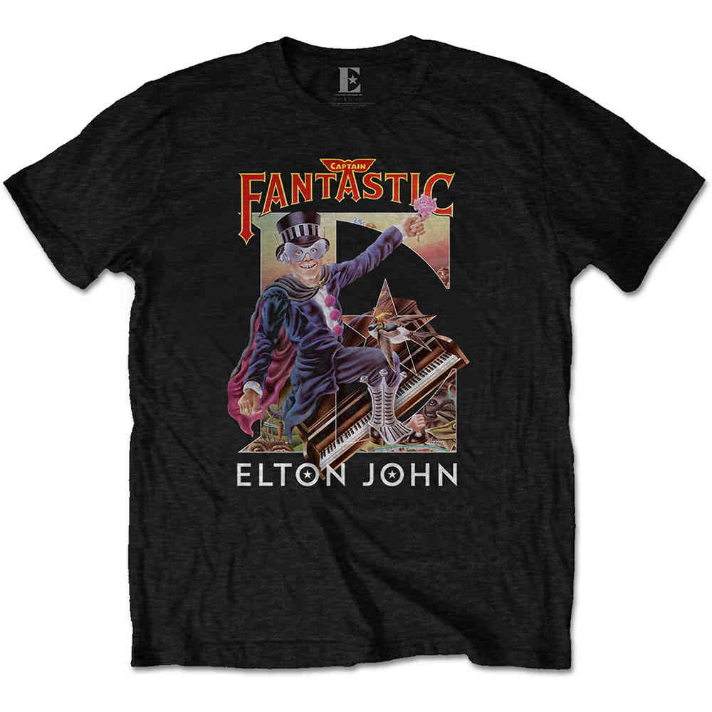 Elton John - Captain Fantastic Heren Tshirt - Zwart